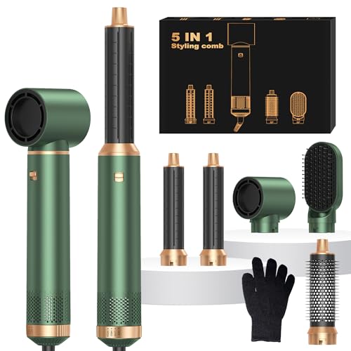 Airbrush Hair Styler Air Brush 5 in 1 with Curl Straighten Volumise Smooth and Drying for Styling Airbrush 5 in 1 Hot Air Styler for All Hair Type/Length