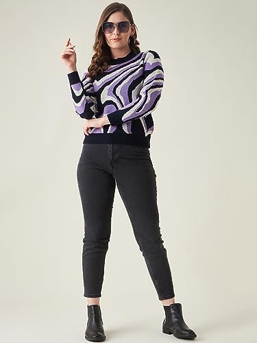 Image of Modeve Animal Print Round Neck Casual Women Sweater||Winterwear||