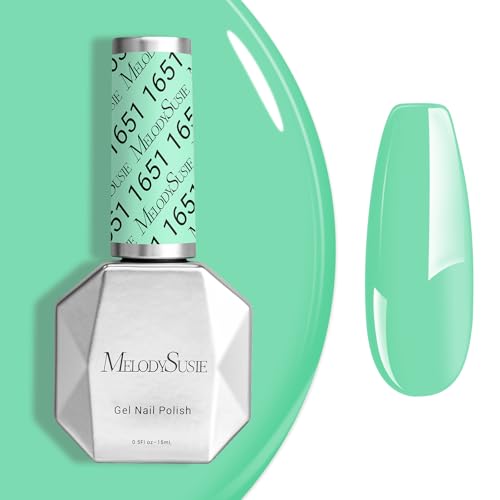 Image of MelodySusie Mint Green Gel Nail Polish,0.5fl oz Nails Soak Off UV LED Bright Green Gel Polish Gift for Women Nail Art Manicure Salon DIY Nail Design Decoration at Home-1651