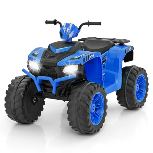 DREAMADE 24V Kinderquad ATV, Elektrofahrzeug mit Musik, Radio, LED-Lichtern & Ladegerät, 2,8-5 km/h Elektro Quad für Kinder 3-8 Jahre, belastbar bis 35kg (Blau)