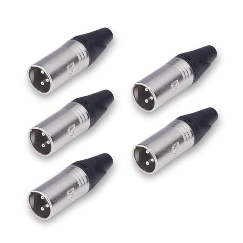 Image of MX 3 Pin Mic Male Connector XLR Mc3Mxx Made of Pure Copper Nickel Plated XLR Pin for High Conductivity and Ultra-Low Noise (Metal End) Pack of 2