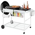 Shintenchi Grill Table for Weber 22" & 18" Original Kettle, Outdor Grill Cart with Wheels, Movable Outdoor Prep Table Cooking Station for JumboJoe Master-Touch Charcoal Grill