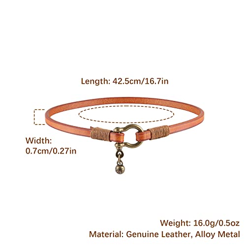 Hzman 7.5 Inch Handmade Leather Cuff Bracelet For Women Steampunk Style Double Wrap Leather Wristband With Small Bells #TOP5