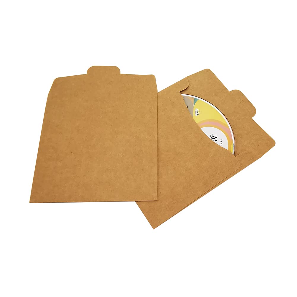 Hugede Kraft Color 50 Pcs Kraft Paper Cd Sleeves Dvd Holder Envelopes Square Vintage Envelopes Invitation Card Covers For Weddings Baby Shower Craft Color