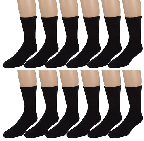 ZEKE Men's Diabetic Socks, Loose Crew Fit For Better Circulation -6 or 12 Pack (13-15, Black 12 Pack)