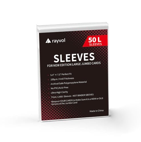Rayvol Jumbo Card Sleeves L Size 5.4x7.4 Inch for Oversized Cards (50)