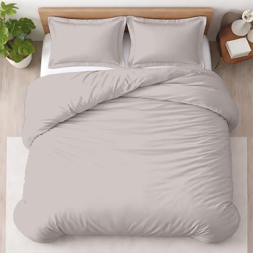Kotton Culture 120"x98" 3 Pc Oversized King Duvet Cover Set 100% Egyptian Cotton - 600 TC Comforter Cover, Zipper Closure & Corner Ties - Fits Large King Inserts (Oversized King,Light Grey)