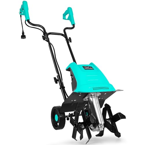 15 Amp 12 Inch Electric Tiller/Cultivator with 4 Steel Tines Small Garden Tiller for Gardening, Corded Rototiller with A - Detailed View