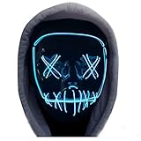 Halloween Mask,LED Masks Glow Scary Mask Light Up Cosplay Mask Rave Mask Festival Music Party Parties Costume Christmas (Halloween mask for Bule 2)