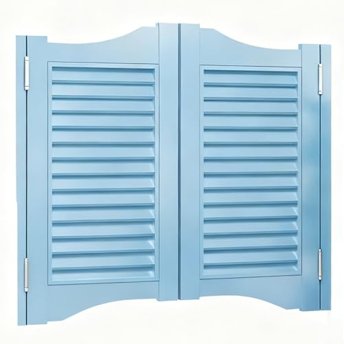 スイングドア 両開き 金具付き 木製 180度回転 入り口 キッチン バスルーム 廊下 カフェ ダイニングルーム バー用(青)