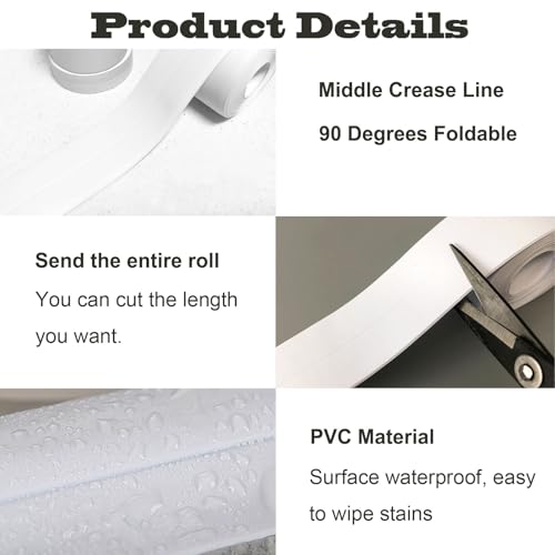 Image of White Caulk Tape Waterproof Self Adhesive 2 Roll Toilet Caulking Sealant Tape for Bathtub, Kitchen, Countertop, Bathroom, Sink, Floor Wall Edge (1.5'' X 10.5Ft & 0.86'' X 10.5Ft)