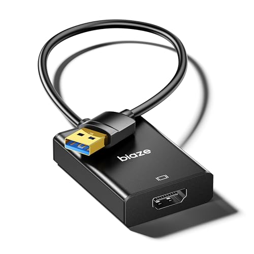 biaze USB 3.0 zu HDMI Adapter, 1080P@60Hz HDR f&uuml;r Laptop/PC/TV/Monitor/Projektor, Plug and Play, HD Audio Video &Uuml;bertragung, Kompatibel mit Windows/Mac