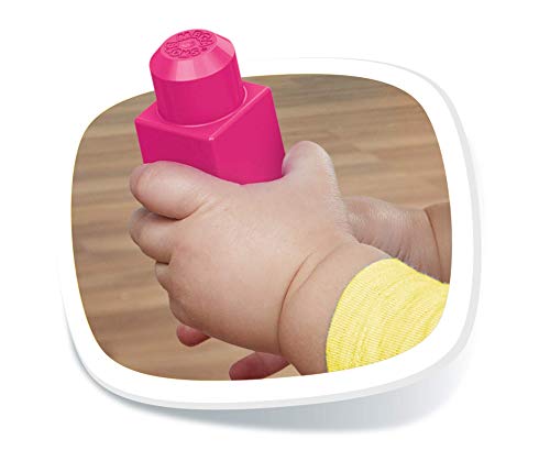 Mega Bloks Juego de construcciones 80 Piezas con Bolsa ecológica Rosa, Juguete bebé +1 año (Mattel DCH62)