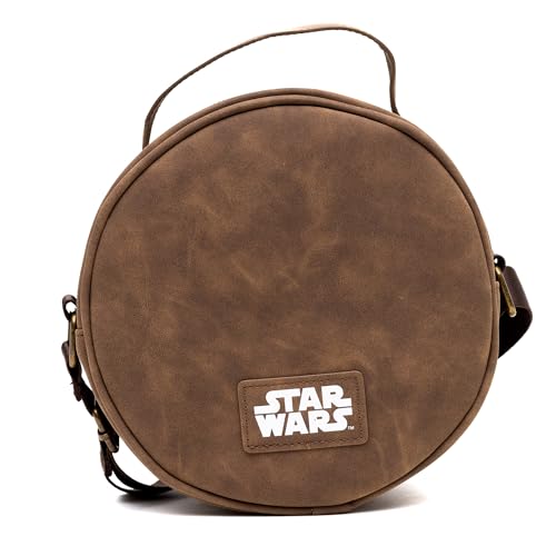 Star Wars Vegan Leather Round Crossbody Bag with Adjustable Straps, Rebel Alliance Insignia Emblem Debossed, Brown4
