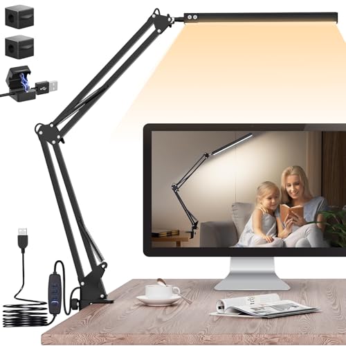 Consejos para Comprar Lamparas de Escritorio Walmart que Puedes Comprar On-line. 46 GALASALA Lampara de Escritorio, Lamparas de Mesa Con Brazo Flexible de 360°, Lámpara de Escritorio Con 3 Lampara led Luces Regulables, Blanca, Cálida y Blanca Cálida para...