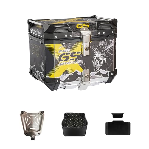 45L Aluminum Motorcycle Helmet Luggage Storage Travel Trunk Box, Waterproof Universal Motorcycle Top Box, Heavy Duty Aluminum Motorcycle Trunk Box with Safety Lock (Large Capacity) (Color : B, Size