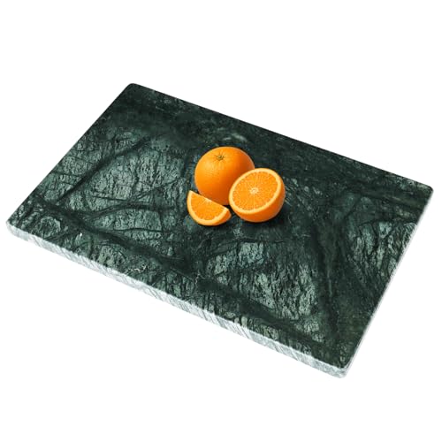 PracFit Marble Cutting Board for Kitchen- 12 * 8 Inch Handcrafted Marble Slab for Cheese, Charcuterie &Pastry & Deli – Non-Slip Feet,Rectangular Serving & Chopping Slab for Countertop(Green)