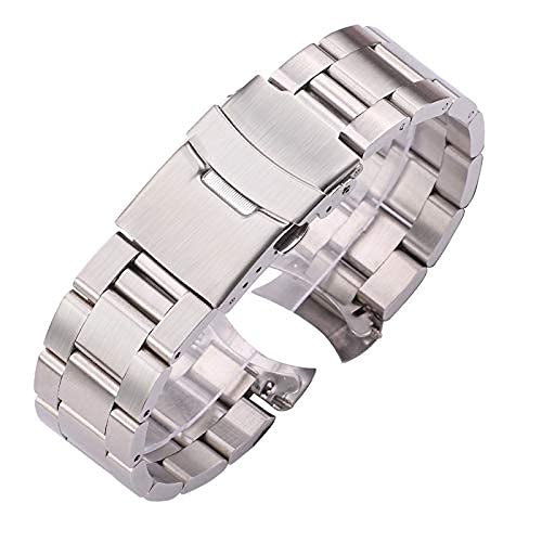 Bracelet de montre 20mm 22mm en acier inoxydable maillons élégants argent noir