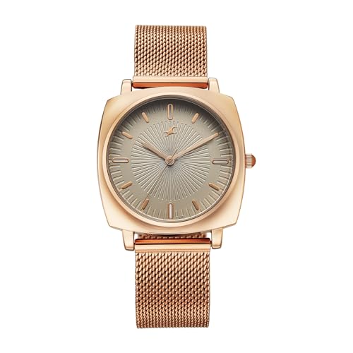 Image of Fastrack Stunners X Quartz Analog with Green Dial Rose Gold Stainless Steel Strap Watch for Girls - 68043WM03