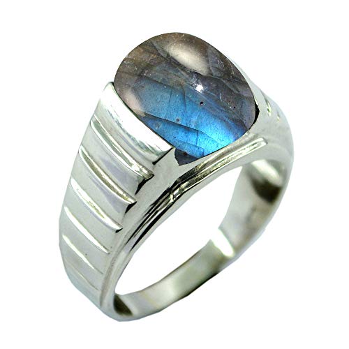 Bague labradorite ovale argent 925 anti ternissement pour peau sensible