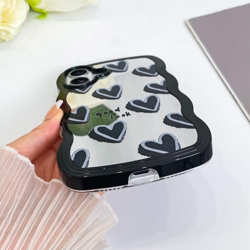 Coque iPhone 16 Plus motif cœur noir miroir cadeau tendance fille - 5