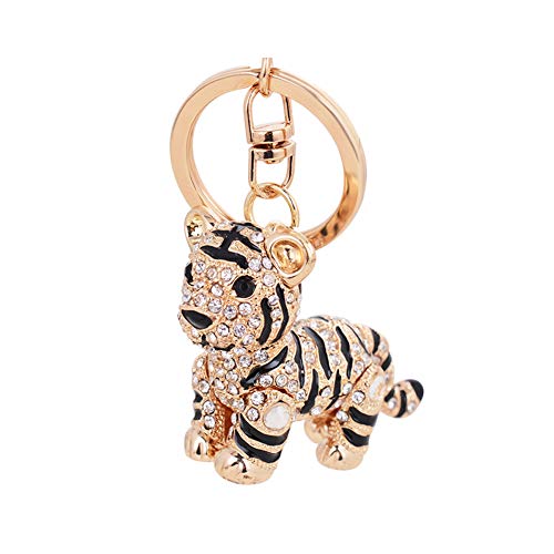 Ruiting Schlüsselanhänger modern Strass Tiger Keychain Handtasche Geldbörse Beutel Anhänger Deko Strass Anhänger Schlüsselanhänger Schwarz Tiger 1 Stück Cover