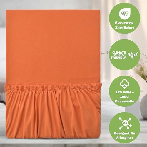 leevitex® Spannbettlaken 120x200cm - 130x200cm | Spannbetttuch Bettlaken | 100% Jersey Baumwolle | Matratzenhöhe bis 25 cm | Ökotex… – Ansicht 4
