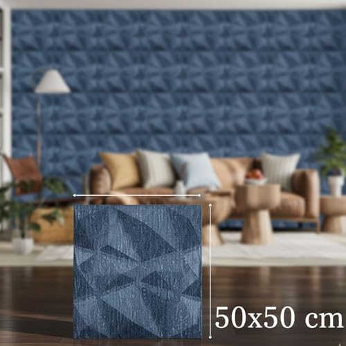 Image of Kayra Decor PVC Wall Panel - PVC Diamond Design, Electric Blue Color 19.7 inch X 19.7 inch (Pack of 18) - Covers 48.51 Sq. Ft.