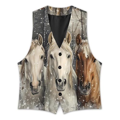 Three Horses Snowflakes Trendy Vest Suit for Men V Neck Formal Dress Waistcoat Vests Business Slim Fit2
