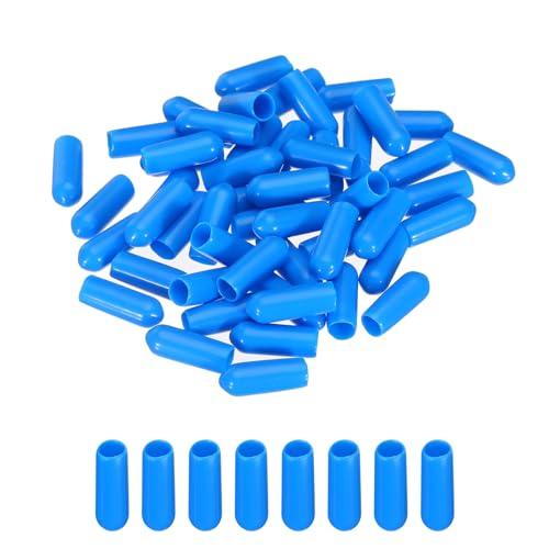 Image of MECCANIXITY 50pcs 5mm(3 /16 inch) Rubber End Caps Cover PVC Vinyl Screw Thread Protector Round Wire Shelf Caps for Screw Bolt Pipe Fence Post, Light Blue