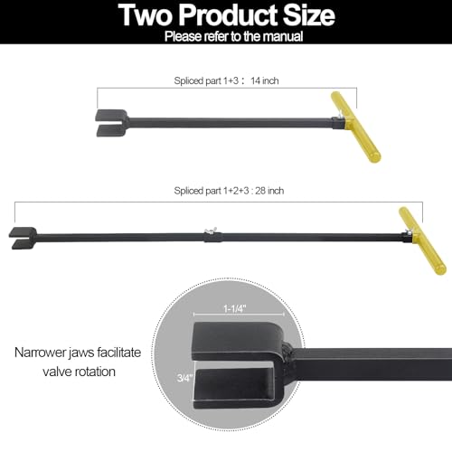 Image of Forlivese Water Meter Key 28 Inch,Water Shut off Tool,Enforced Steel Water Key Tool 4 Way and Seal Tape for Opening,Water Meters or Valves