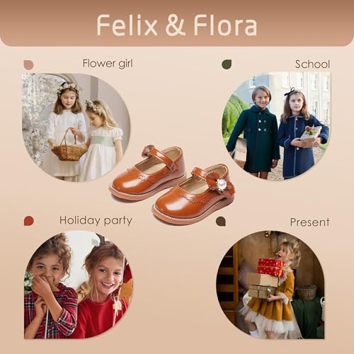 Image of Felix & Flora Toddler Little Girl Princess Dress Shoes-Mary Jane Flats for Girl Party School Shoes
