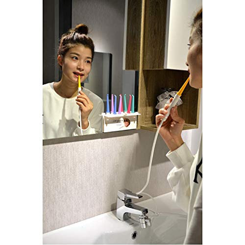 Wasser-Zahnseide für den Familiengebrauch, 5 Farbstrahlspitzen für Wasserhahn und Dusche, Munddusche, nicht elektrischer Sicherheitswasserdruck, Mundpflege, Zahnreinigung, energiesparend und – Bild 3