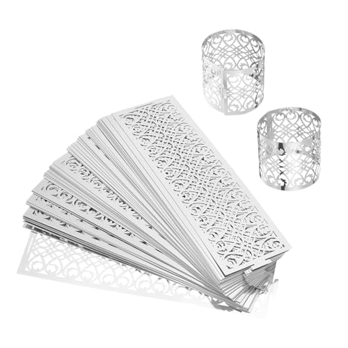 QUARKZMAN 50Pcs Anneaux De Serviette en Papier Métallisé Découpés Au Laser, Porte-Serviettes Anneaux De Serviette Ajourés pour Mariages Fêtes (Couleur...