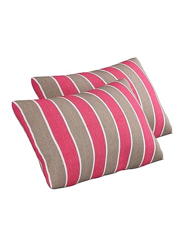 Image of 180 TC Pillow Cover Set of 2 | Pillow Cover Cotton 100% | Pillow Cover Set of 2 King Size | Wrinkle Free & Fade Resistance | Striped Pattern | Standard Size | All Season Use (Light Pink)