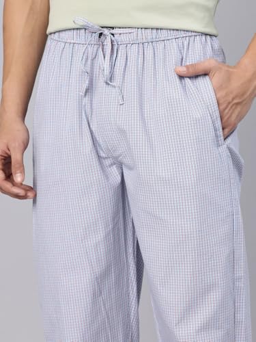 Image of Majestic Man Men's Pure Cotton Small Checks Lounge Pyjama | Comfort Fit | 3 Pockets | Front Zip Closure