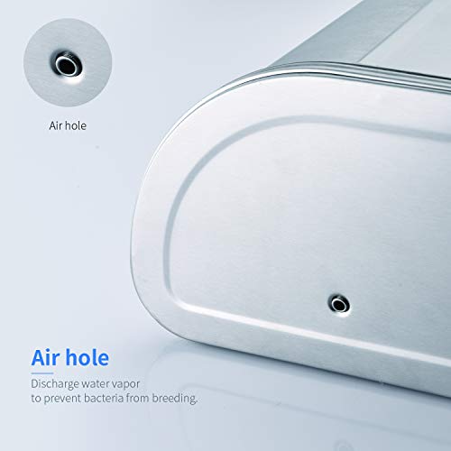 Hilfa Stainless Steel Bread Box With Roll Up Lid, For Easy Kitchen Counter Storage, Bread Bin Holder,17.5X11.5X7.5 Inch, Brushed,Sb3100-Br #TOP3