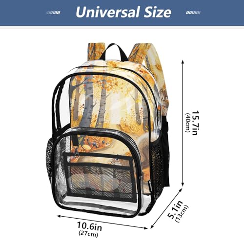 Squirrel Mushroom Clear Backpack Heavy Duty See Through Transparent PVC BookBag for Kids Boy Girl School Work4