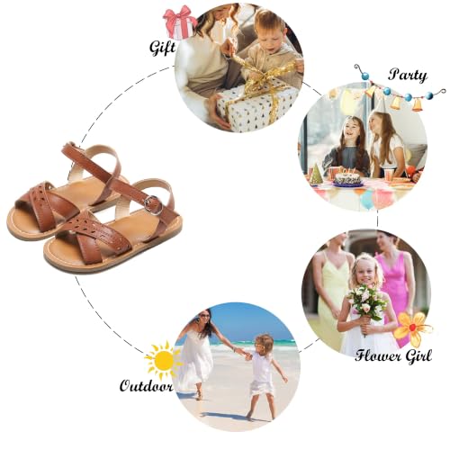 Image of Felix & Flora Toddler Girl Sandals - Little Girl Easter Dress Shoes Lightweight Open Toe Beach Holiday Flats