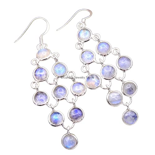 Boucles d'oreilles pierre de lune argent 925 pour femmes et filles