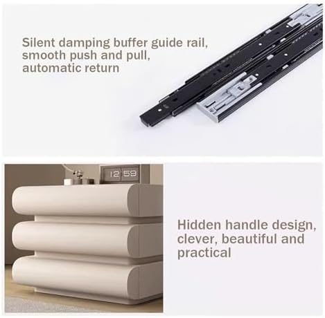 Minimalist Gray Nightstand with 3 Drawers - Heavy Duty Bedside Table & Storage Cabinet for Living Room, Bedroom, and End Table Use.