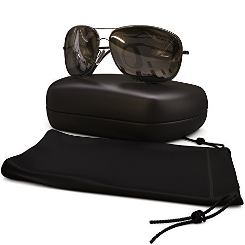 Biogreen Labs Classic Aviator Sunglasses Polarized - Best Glasses for Women and Men - 400 UVA Uv + UVB Protection from Sun - Block Reflections + Scratch Resistant