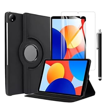 Blance, Kit Capa Giratória Preta + Película de Vidro + Caneta Para Redmi Pad SE 8.7