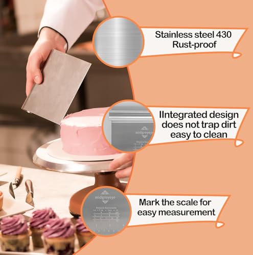 Midgreyeye Edelstahl Teigschneider groß Mit Messskala Teigschaber Teigkarte Teigspachtel Schaber Küche Für Kuchen, Cake,Pizza, Torte, Dough,backutensilien(22 * 12cm) 5