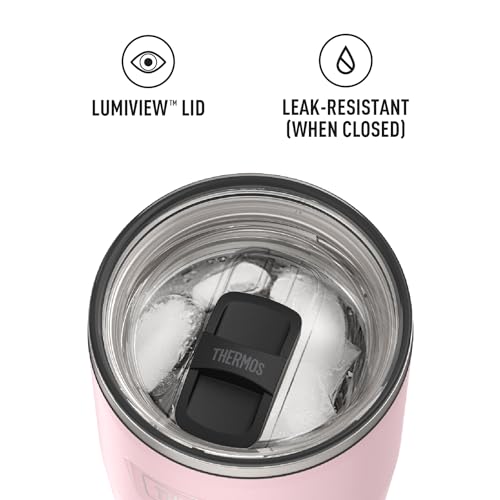 Image of THERMOS Icon Series 24oz Stainless Steel Tumbler with Slide Lock Lid, Leakproof, Fits Cupholder, Dishwasher Safe, Griptec Non‑Slip Base, Keeps Drinks Hot 6 Hrs /Cold 22 Hrs, Sunset Pink