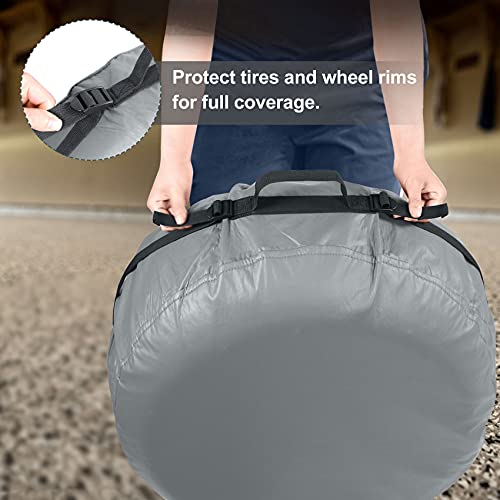 Explore Land Tire Cover With Handle - Seasonal Spare Tire Bag, Durable Winter Wheel Storage Tote Against Dust And Scratches, 4 Pack (Fits Tire Diameters 29''-31.75'', Charcoal) #TOP5