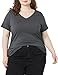 Amazon Essentials Women's Classic-Fit 100% Cotton Short-Sleeve V-Neck T-Shirt (Available in Plus Size), Pack of 2, Black/Charcoal Heather, 1X