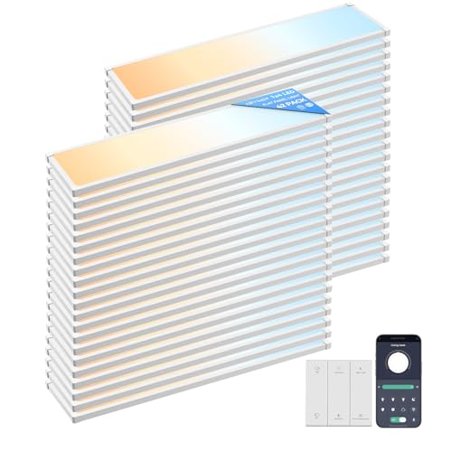 Image of AIKVSXER 1x4 LED Flat Panel Light Surface Mount, 2.4G Switch & App, 42 Pack