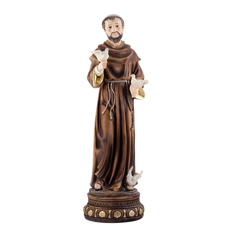 Figurine San Francisco d'Asis 60 cm en résine peinte à la main pour décoration chic