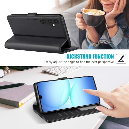 Kuafcase for Samsung A17 Case with 4 Card Slots Magnetic Closure Kickstand Shockproof Protective Phone Case for Samsung Galaxy A17 - Black - Image 5